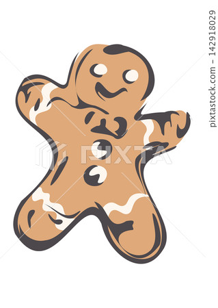 Cute Christmas Gingerbread Man Hand Drawn Vector Cute Christmas Gingerbread Man Hand Drawn Vector 142918029