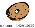 Hand Drawn Brown Bagel Bakery Vector 142918035