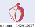 Pastel Hand Drawn Bell Pepper Vector Illustration 142918037