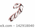 Hand Drawn Christmas Candy Cane Vector Illustration 142918040