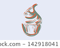 Hand drawn cream cupcake vector. 142918041