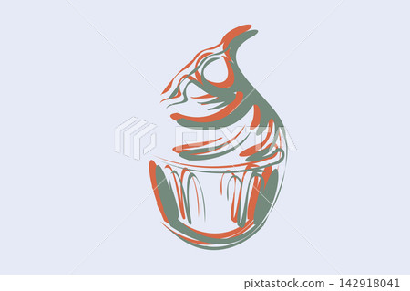 Hand drawn cream cupcake vector. Hand drawn cream cupcake vector. 142918041