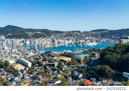 The urban landscape of Nagasaki city and Nagasaki Port as seen from Mt. Inasa The urban landscape of Nagasaki city and Nagasaki Port as seen from Mt. Inasa 142918212