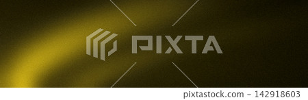 Abstract wide grainy background with a luxury glowing gold yellow light on black 142918603