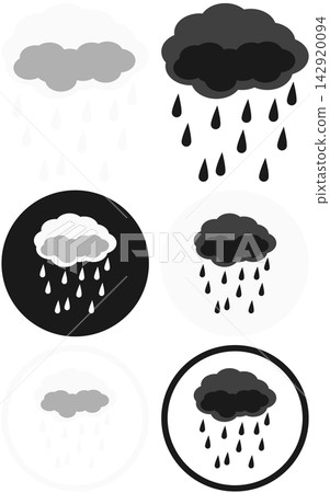雨圖示插圖變體集 / 雨和天氣插圖素材 142920094