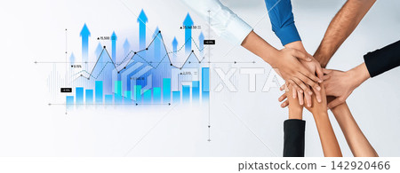 Hands of diverse people stacking together with a financial growth chart and arrows that represent success, teamwork, and collaborative effort for business ideas Scalp Hands of diverse people stacking together with a financial growth chart and arrows that represent success, teamwork, and collaborative effort for business ideas Scalp 142920466