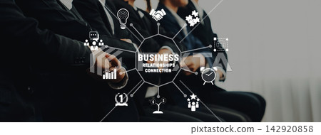 Business Relationships Connection Concept with Icons Representing Collaboration, Networking, and Professional Growth for Corporate Development Quark Business Relationships Connection Concept with Icons Representing Collaboration, Networking, and Professional Growth for Corporate Development Quark 142920858