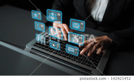 Social Media Interaction and Digital Communication Icons Marrow Social Media Interaction and Digital Communication Icons Marrow 142921452