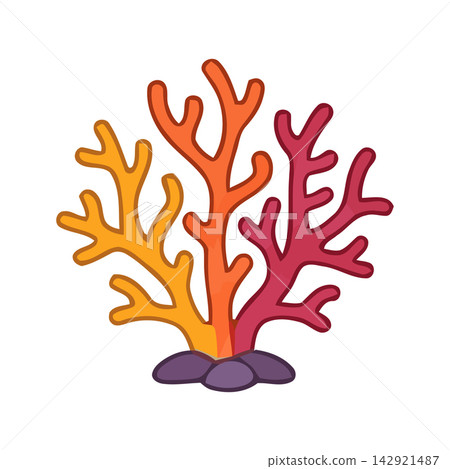 Vibrant coral reef drawing, abstract marine life illustration perfect for tropical themes or aquatic design elements. Vibrant coral reef drawing, abstract marine life illustration perfect for tropical themes or aquatic design elements. 142921487