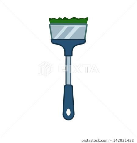 Watercolor paint brush tool design featuring blue and green leaf patterns on a stylized art palette. Watercolor paint brush tool design featuring blue and green leaf patterns on a stylized art palette. 142921488
