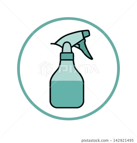Minimalist vector illustration of a cleaning spray bottle icon, perfect for hygiene, sanitization, and household products design. Minimalist vector illustration of a cleaning spray bottle icon, perfect for hygiene, sanitization, and household products design. 142921495