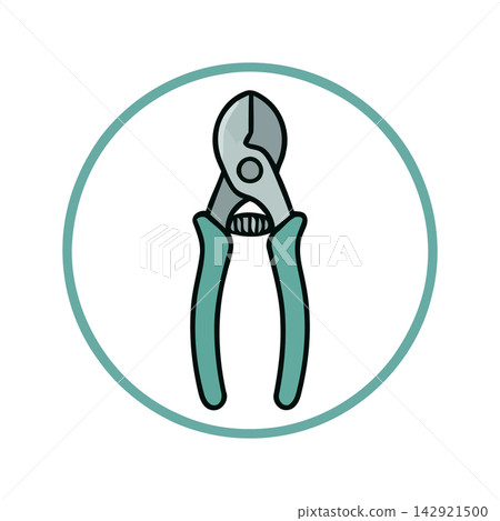 Minimalist line drawing illustration of medical dental tools kit for healthcare professionals. 142921500