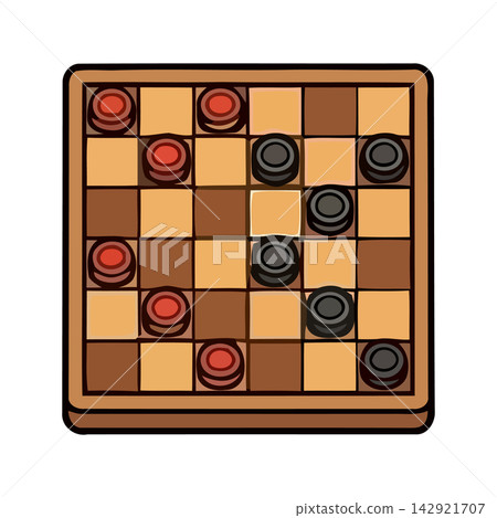 Vibrant, simple vector illustration of a classic checkered chessboard board used for game design. 142921707
