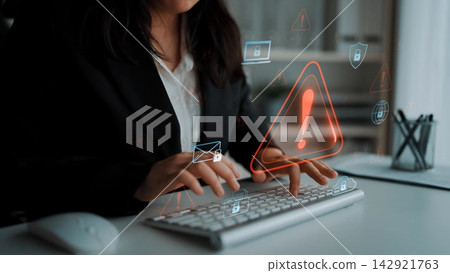 Cybersecurity threat alert and data breach warning Marrow 142921763