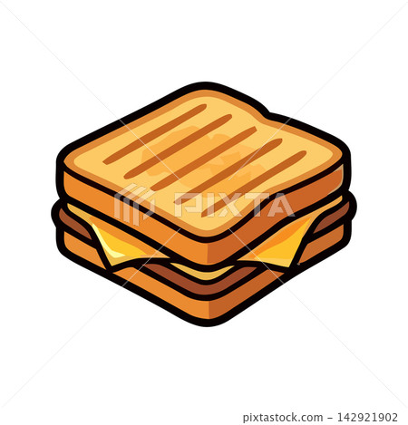 A cute, simple illustration icon showing three stacked slices of golden toasted breakfast bread. A cute, simple illustration icon showing three stacked slices of golden toasted breakfast bread. 142921902