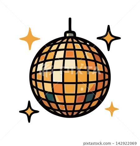 Elegant golden wire mesh globe lantern drawing, perfect for decorative holiday or party themed designs. 142922069