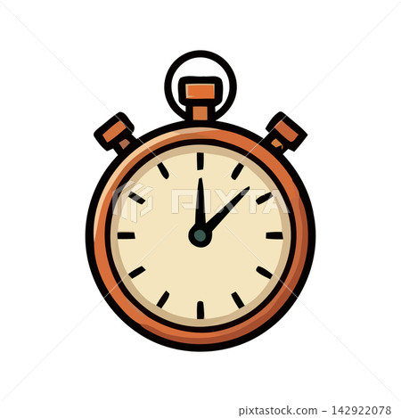 A stylish retro clock icon representing time, measurement, vintage design elements, or elapsed moments. 142922078