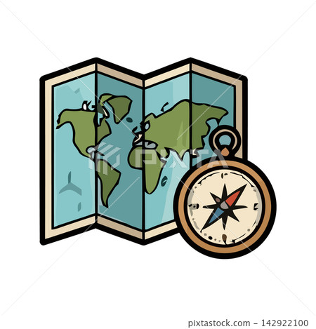 Detailed vintage style hand-drawn illustration featuring all major world landmasses and geographical features. 142922100