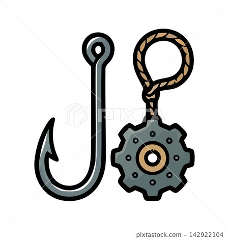 A clean, stylized drawing of an open hook icon, perfect for crafting, design projects, or web elements. A clean, stylized drawing of an open hook icon, perfect for crafting, design projects, or web elements. 142922104