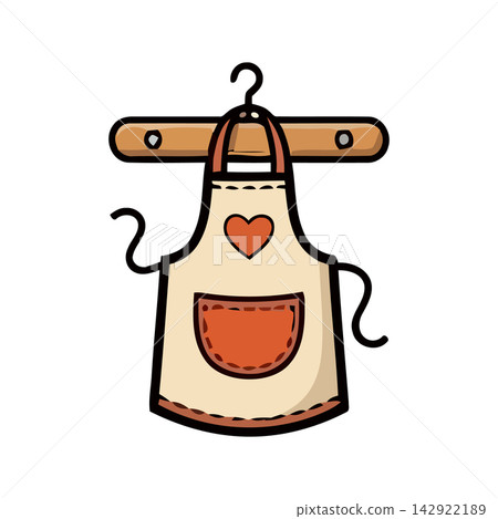 Cute sketch of an empty sewing apron for tailor shop designs or craft project branding. Cute sketch of an empty sewing apron for tailor shop designs or craft project branding. 142922189