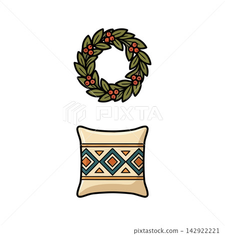 Decorative floral wreath vector element perfect for wedding invitations, branding, or stylish announcements. 142922221