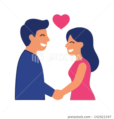 Cute vector illustration of a happy young couple, symbolizing romance and togetherness. Cute vector illustration of a happy young couple, symbolizing romance and togetherness. 142922347