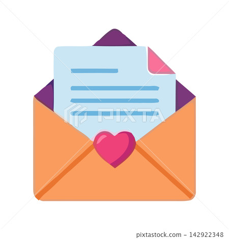 Simple illustration of an open envelope containing official letter or important message document. Simple illustration of an open envelope containing official letter or important message document. 142922348