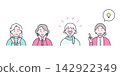 一位老年女性擺出積極姿勢的插圖 142922349