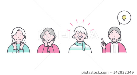 一位老年女性擺出積極姿勢的插圖 一位老年女性擺出積極姿勢的插圖 142922349