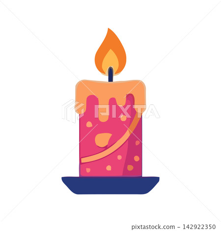 Cute illustration of an open candle flame and body, perfect for celebration or decorative design. Cute illustration of an open candle flame and body, perfect for celebration or decorative design. 142922350