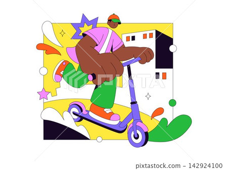 Scooter Vector Illustration Featuring Urban Mobility, Electric Transport, City Commuting, and Modern Personal Travel Scooter Vector Illustration Featuring Urban Mobility, Electric Transport, City Commuting, and Modern Personal Travel 142924100