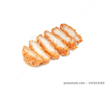 Thick-cut sliced herb-fed pork cutlet [white background, cutout] 142924268