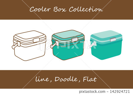 Cooler Box Doodle, Line, Flat Style Cooler Box Doodle, Line, Flat Style 142924721