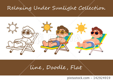 Relaxing Under Sunlight Doodle, Line, Flat Style Relaxing Under Sunlight Doodle, Line, Flat Style 142924919