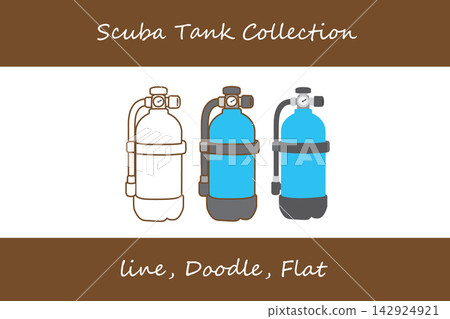 Scuba Tank Doodle, Line, Flat Style Scuba Tank Doodle, Line, Flat Style 142924921