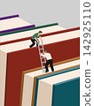 two people climb large books 142925110