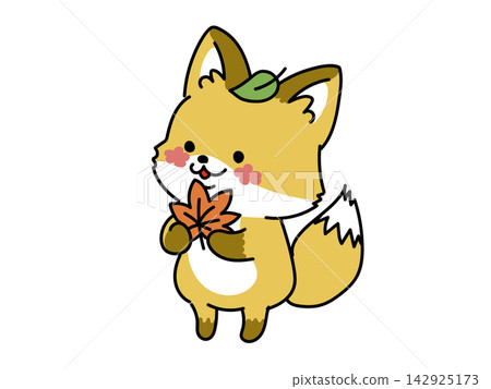 Autumn leaves and a cute fox illustration. Autumn leaves and a cute fox illustration. 142925173