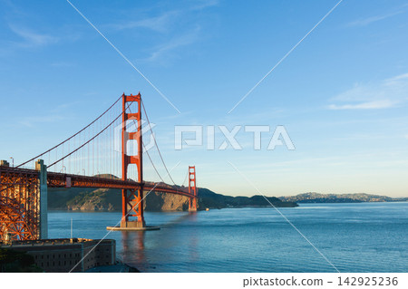 View of the Golden Gate Bridge and the bay: San Francisco morning view View of the Golden Gate Bridge and the bay: San Francisco morning view 142925236