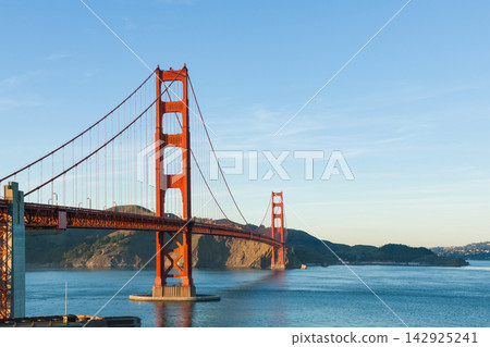 Golden Gate Bridge and the blue bay: San Francisco morning view 142925241