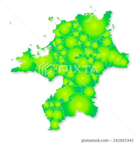 Fukuoka prefecture and municipalities map Fukuoka prefecture and municipalities map 142925341