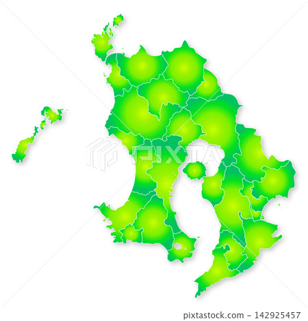 Kagoshima prefecture and municipalities map Kagoshima prefecture and municipalities map 142925457