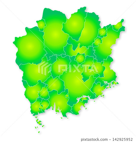 Okayama prefecture and municipalities map 142925952