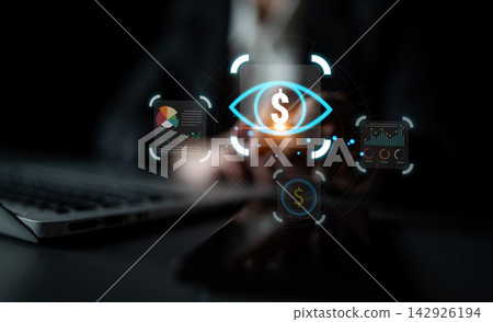 Business analytics and finance concepts with visual elements focusing on investment strategies and digital technology in modern workplace environment. Sentient Business analytics and finance concepts with visual elements focusing on investment strategies and digital technology in modern workplace environment. Sentient 142926194