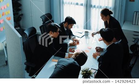 Top view of business people brainstorm idea by using sticky notes. Directorate. Top view of business people brainstorm idea by using sticky notes. Directorate. 142926425