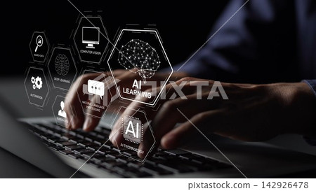 AI Learning Concept Infographic with Deep Learning, NLP, and Automation Muxer AI Learning Concept Infographic with Deep Learning, NLP, and Automation Muxer 142926478