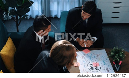 Top view of skilled businessman write idea and drawing mind map. Directorate. Top view of skilled businessman write idea and drawing mind map. Directorate. 142926487