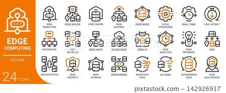edge computing outline icon set,24 vector icons 142926917