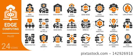 edge computing filled glyphicon set,24 vector icons edge computing filled glyphicon set,24 vector icons 142926918
