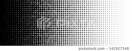 Rough defected halftone dot gradient. Fading comic pop art overlay backdrop. Uneven polka dot gradation texture. Vanishing dotted patern background. Repeated irregular raster manga wallpaper. Vector Rough defected halftone dot gradient. Fading comic pop art overlay backdrop. Uneven polka dot gradation texture. Vanishing dotted patern background. Repeated irregular raster manga wallpaper. Vector 142927548