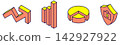 Business icons such as arrows and graphs (isometric style) 142927922